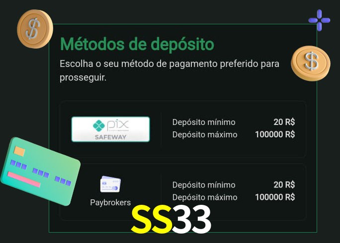 O cassino SS33 oferece uma grande variedade de métodos de pagamento